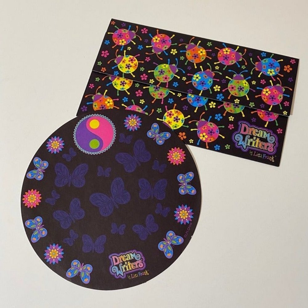 Vintage Lisa Frank Dream Writers Round Stationery Sheet & Postalette Envelope Se